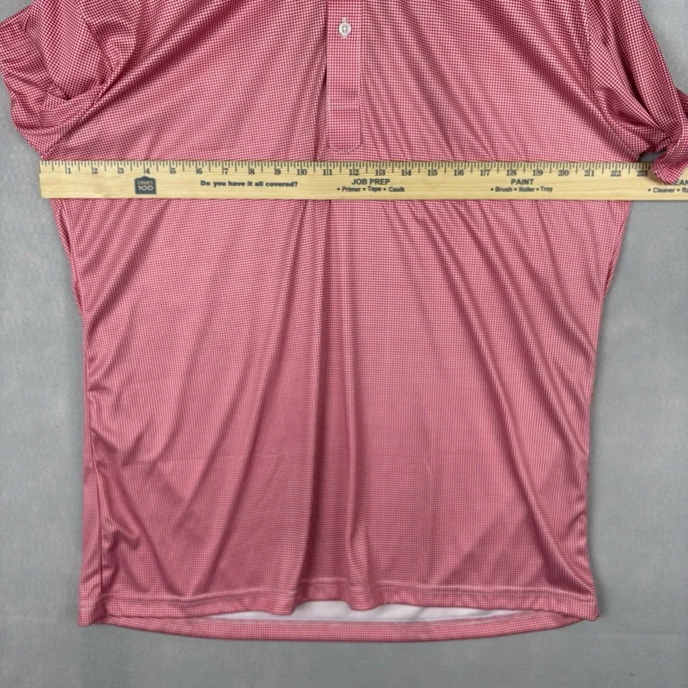 Collars & Co Dress Collar Polo Mens XL Red White Houndstooth Stretch Preppy